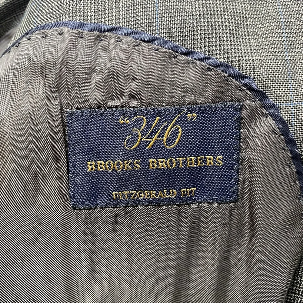 Brooks Brothers 346 Blazer Mens 39R Gray 100% Wool Fitzgerald Fit